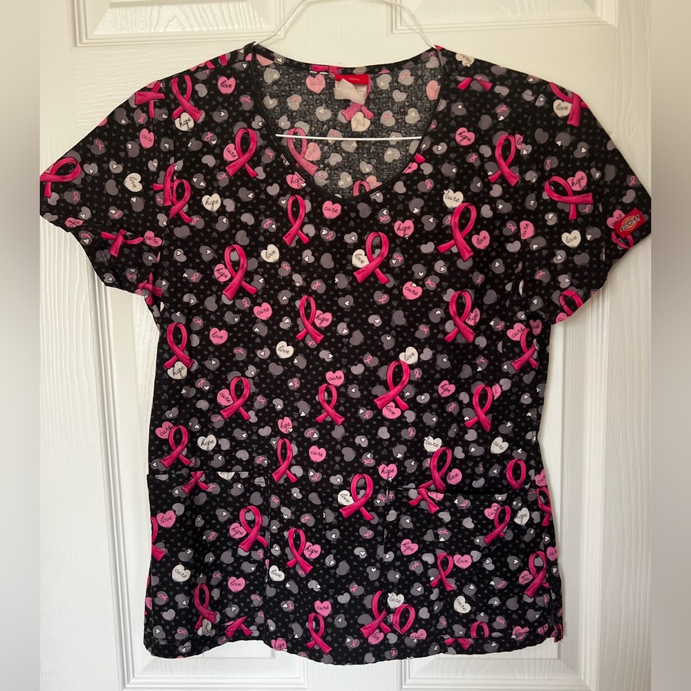 Women's Scrub Top Breast Cancer Awareness